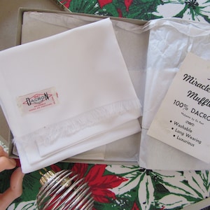 Christmas Kitsch Vintage New In Box Muffler Scarf White &quot;The Miracle Yarn Muffler&quot; Opera Scarf For The Stylin&#39; Guy (or Gal) USA