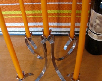 Retro Silver Unique Candle Holder From The Sixties Curlique City