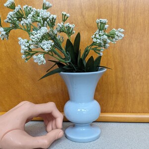 Vintage Mid Century Blue Gray Glass Vase Iconic Sixties Shape 5 Inches Minimalist Beauty Excellent