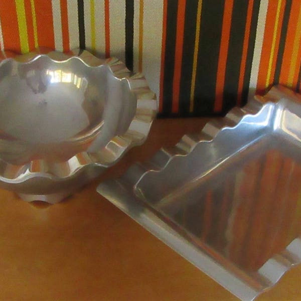 Mid Century Modern Sixties Stanley Tigerman Swivel Bowl & Tray Set Swid Powell Aluminum Beautiful Excellent