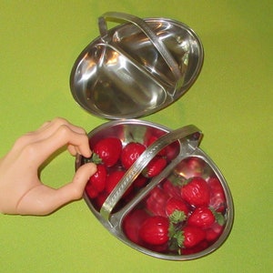 Pair of Mid Century Modern Swedish Genese Unique Modernist Stainless Steel Double Baskets