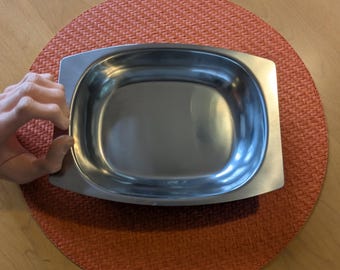 Mid Century Modern Russel Wright Iroquois Blue Platter Stoneware