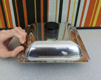 Rare MCM Danish Kalmar 579 Casserole Stainless With Lid Mid Century Modern Large Stainless Steel Serving Dish Iconic Walnut Handle Unused?