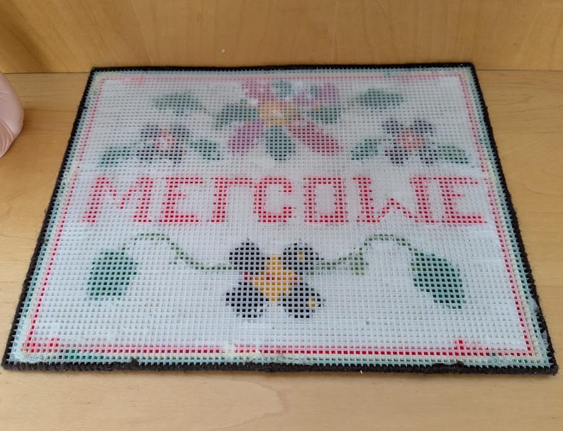 Vintage Needlepoint Welcome Sign Multi Color Hang It on Your Door ...