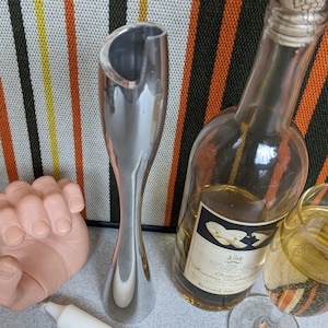 Nambe Minimal Modernist 6303 Elegant Candle Holder 11.5 Inches Tall Mirror Finish Smith Celentano Very Good Condition Shiny Brite