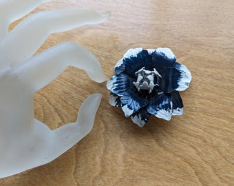 Vintage Sculptural Flower Pin Brooch MCM Bohemian Metal 2.5