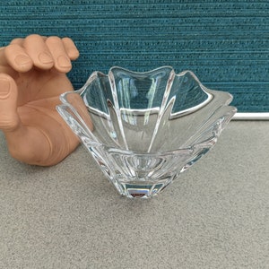 Vintage Orrefors Orion Crystal 5.5 Inch Bowl Candy Nuts Labeled Minimal Modern Iconic Piece Excellent
