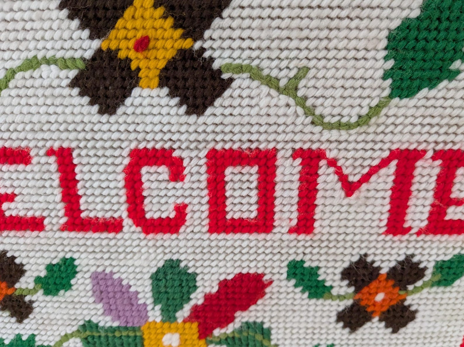 Vintage Needlepoint Welcome Sign Multi Color Hang It on Your Door ...