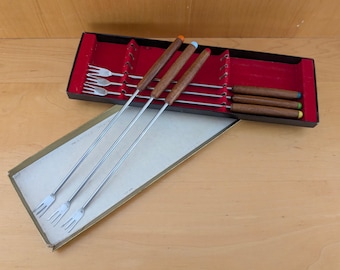 MCM Otagiri Stainless Fondue Forks Set Of 6 Heavy Duty Japan Quality Excellent Condition Unused(?)