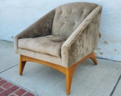 Mid-century Modern Lounge Chair by Kroehler Style Reminiscent of Adrian Pearsall Grey Sage Greige Velvet