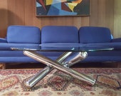 Lower price - In the manner of Milo Baughman Chrome and Glass JAX style coffee table
