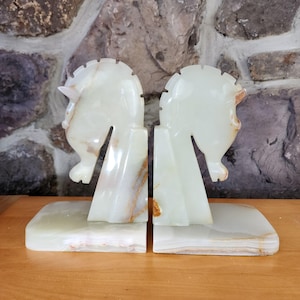 Pair -  Large Vintage Onyx Horse Head Bookends