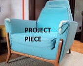 Mid-century Modern Project Chair, Atomic Lounge Chair, Vintage Easy Chair - Solid Walnut Legs Space Age Shape