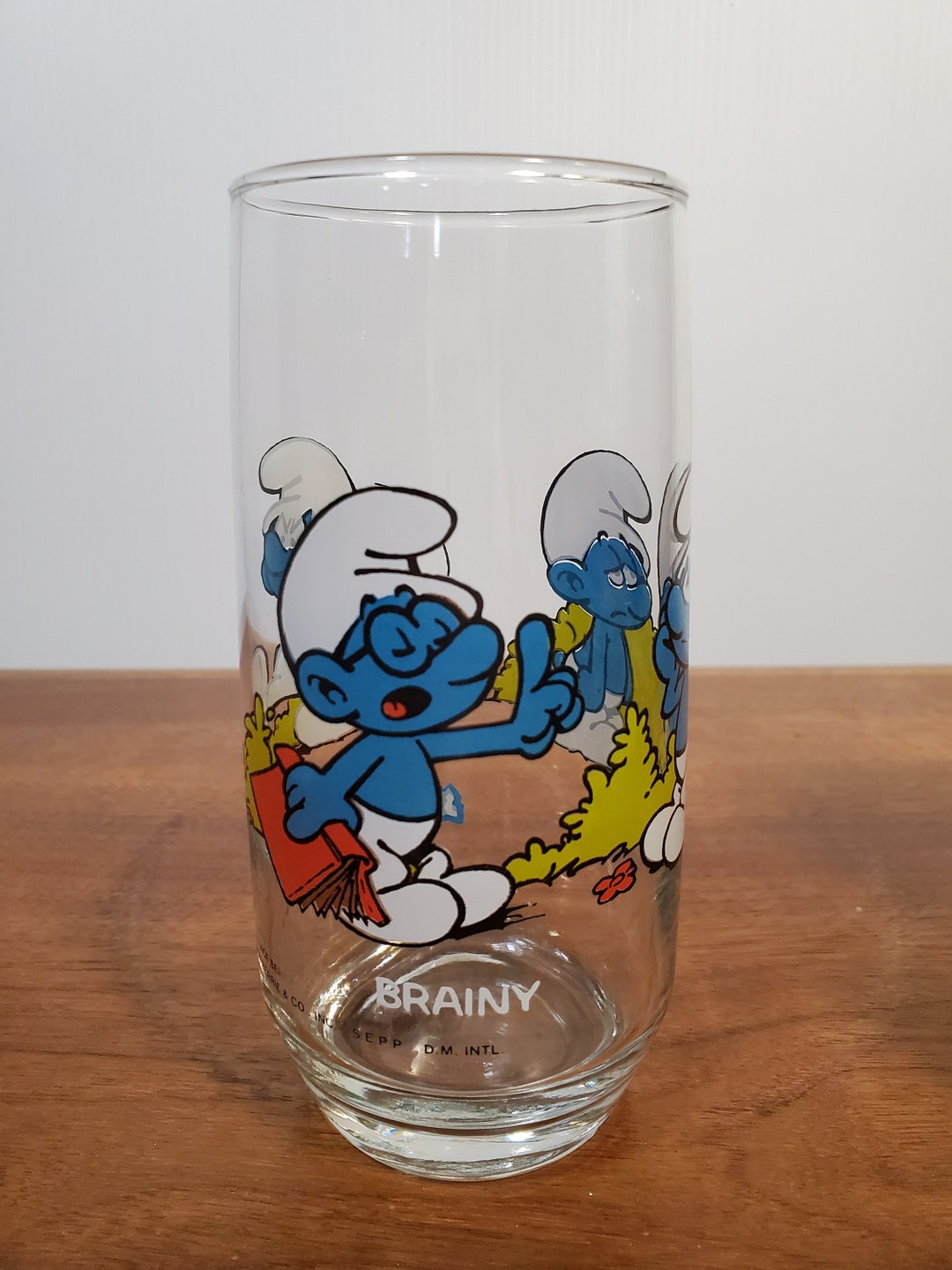 1982 Vintage Smurf Collectible Glass Brainy Smurf Etsy