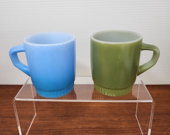 Vintage Fire-King Milk Glass Mug – Mid-Century Modern Ribbed Coffee Cup