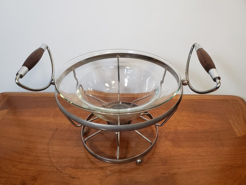 Vintage Glass Hostess Sterno Serving Dish Chaffing Dish Server Etsy