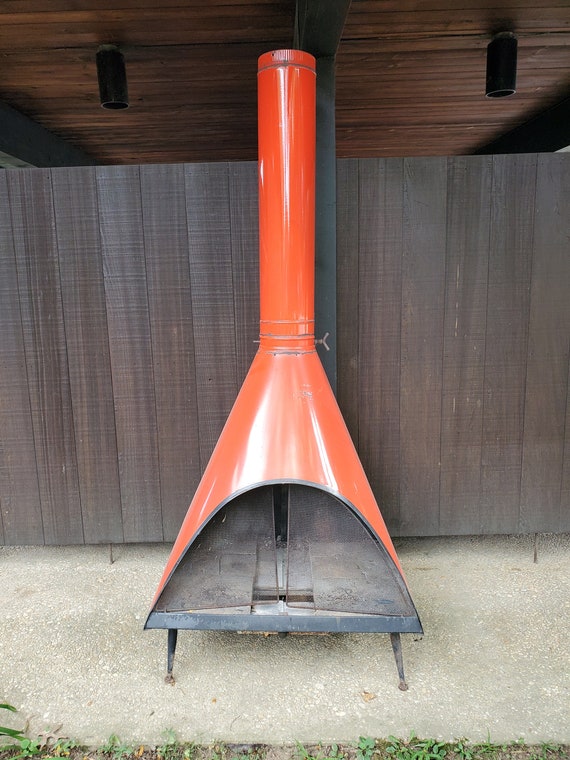 Vintage Retro Red Wood Burning Fireplace By Majestic Etsy