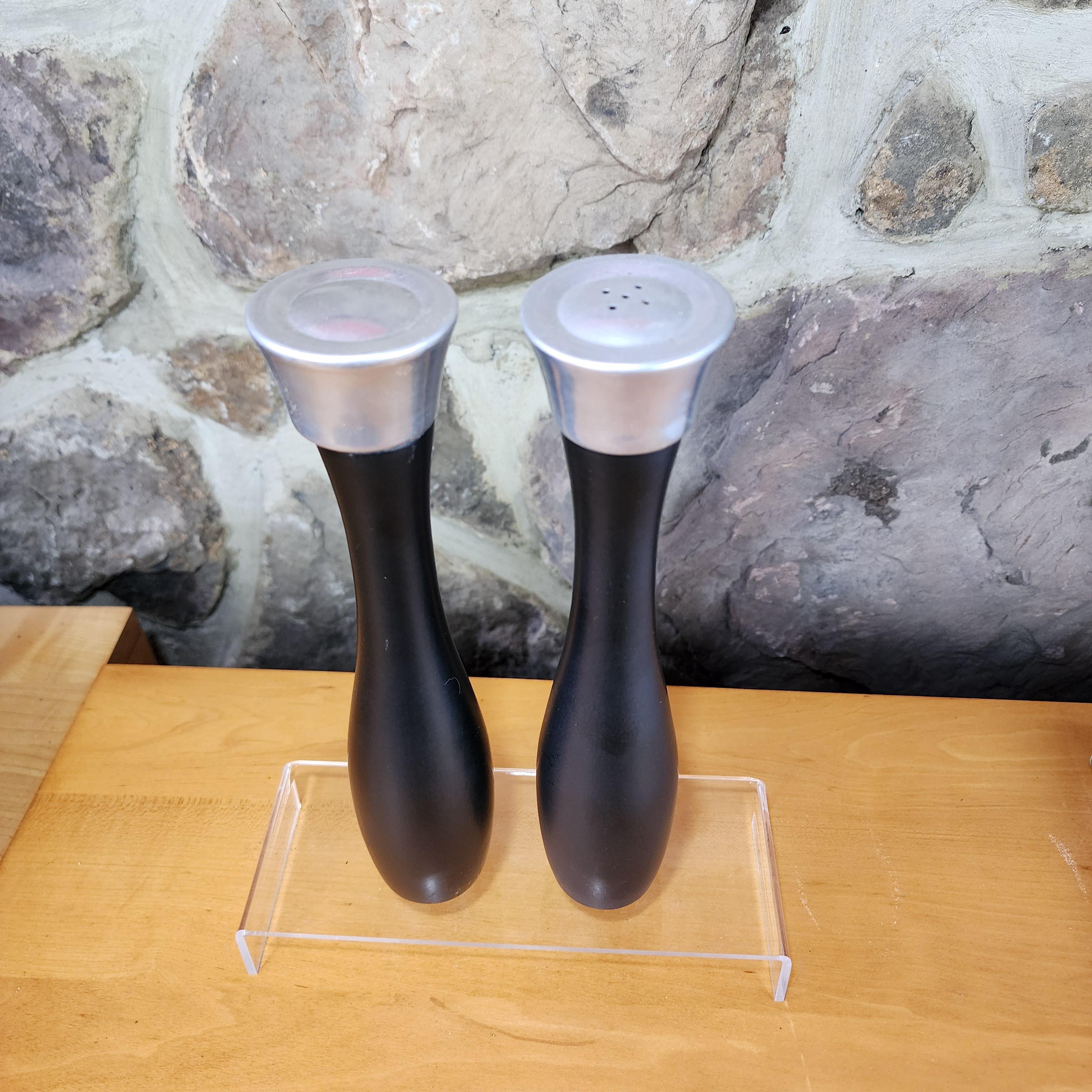 Vintage 1960s Black Salt Shaker & Pepper Mill Grinder Pair, Danish