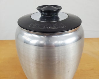 Kromex Brushed Aluminum Vintage Retro Kitchen Flour Canister - Single Canister