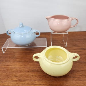 Vintage 1930s LuRay Pastels Blue, Pink and Yellow, Sugar Bowl and Creamer by Taylor, Smith & Taylor - Individually Sold