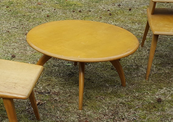 Midcentury Modern Heywood Wakefield Round Lazy Susan Coffee Midcentury Modern Heywood Wakefield, Heywood Wakefield Round Side Table