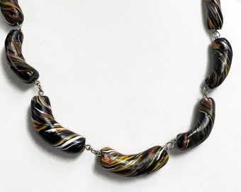 Black polymer clay bead necklace