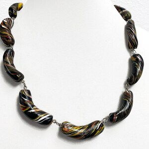 Black polymer clay bead necklace