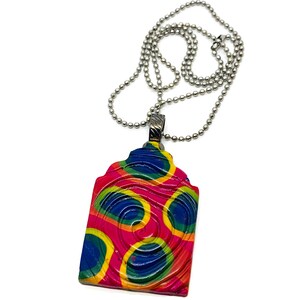 Bright abstract art pendant | polymer clay jewelry