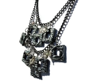 Black boho statement necklace | polymer clay necklace