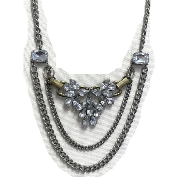 Recycled silver and rhinestone necklace - image 2