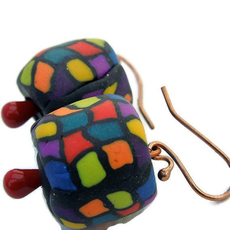 Primary color polymer clay earrings image 1