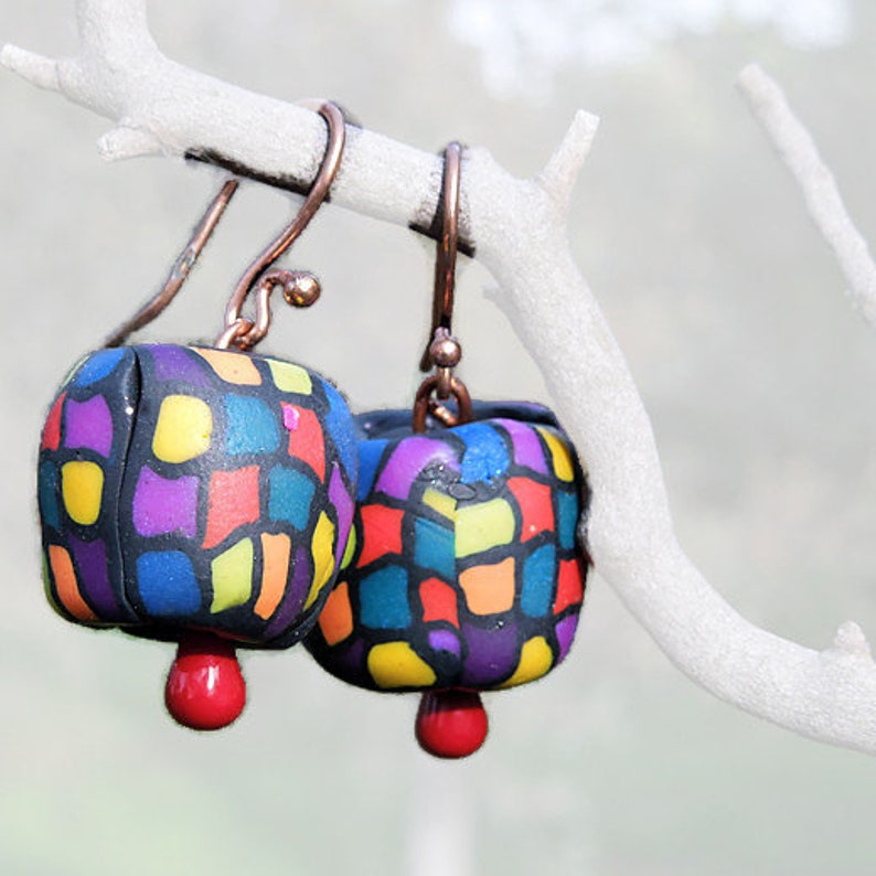 Primary color polymer clay earrings image 5