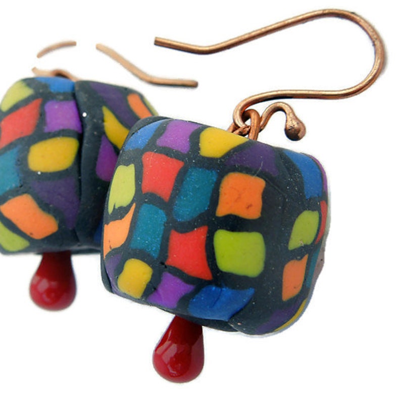 Primary color polymer clay earrings image 7