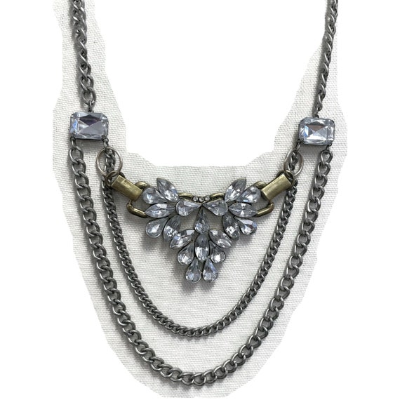 Recycled silver and rhinestone necklace - image 9