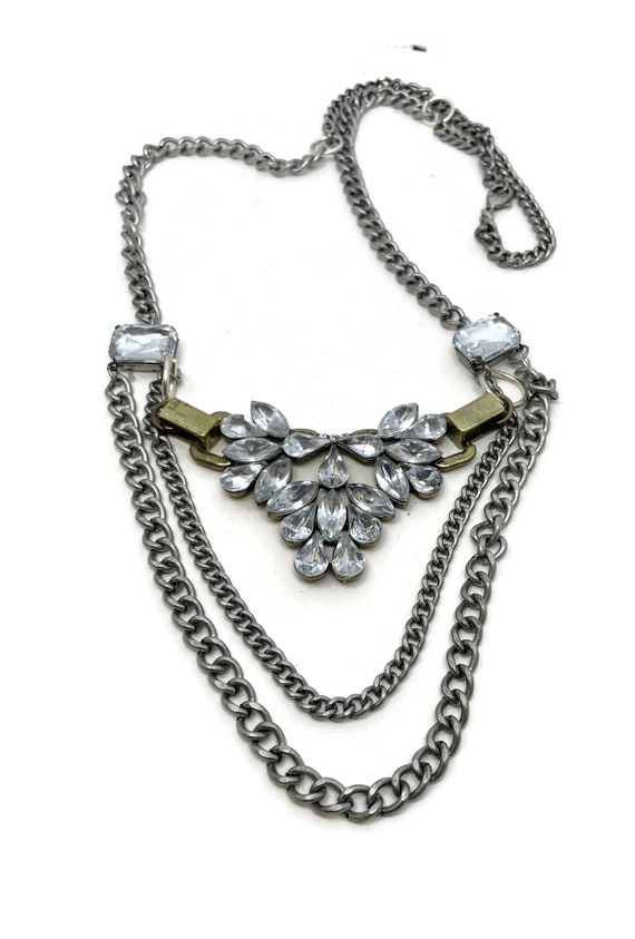 Recycled silver and rhinestone necklace - image 10