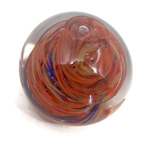Orange and blue paperweight | collectable glass