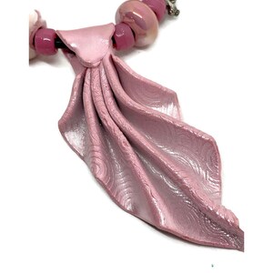 Pink fan pendant necklace | polymer clay necklace | pink polymer jewelry
