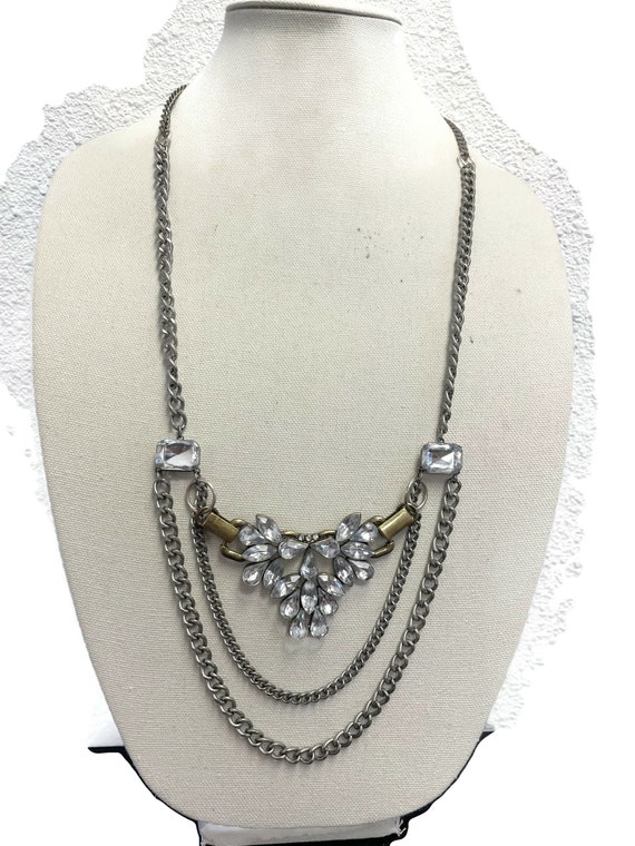 Recycled silver and rhinestone necklace - image 5