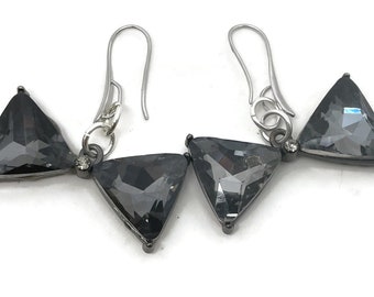 recycled rhinestone bow earrings