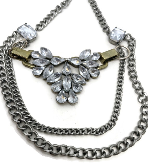 Recycled silver and rhinestone necklace - image 7