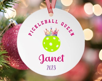 Personalized Pickleball Ornament- Pickleball Queen Christmas Gift - Partner Gift - Stocking Stuffer - Pickleballer - Women's Sports Ornament