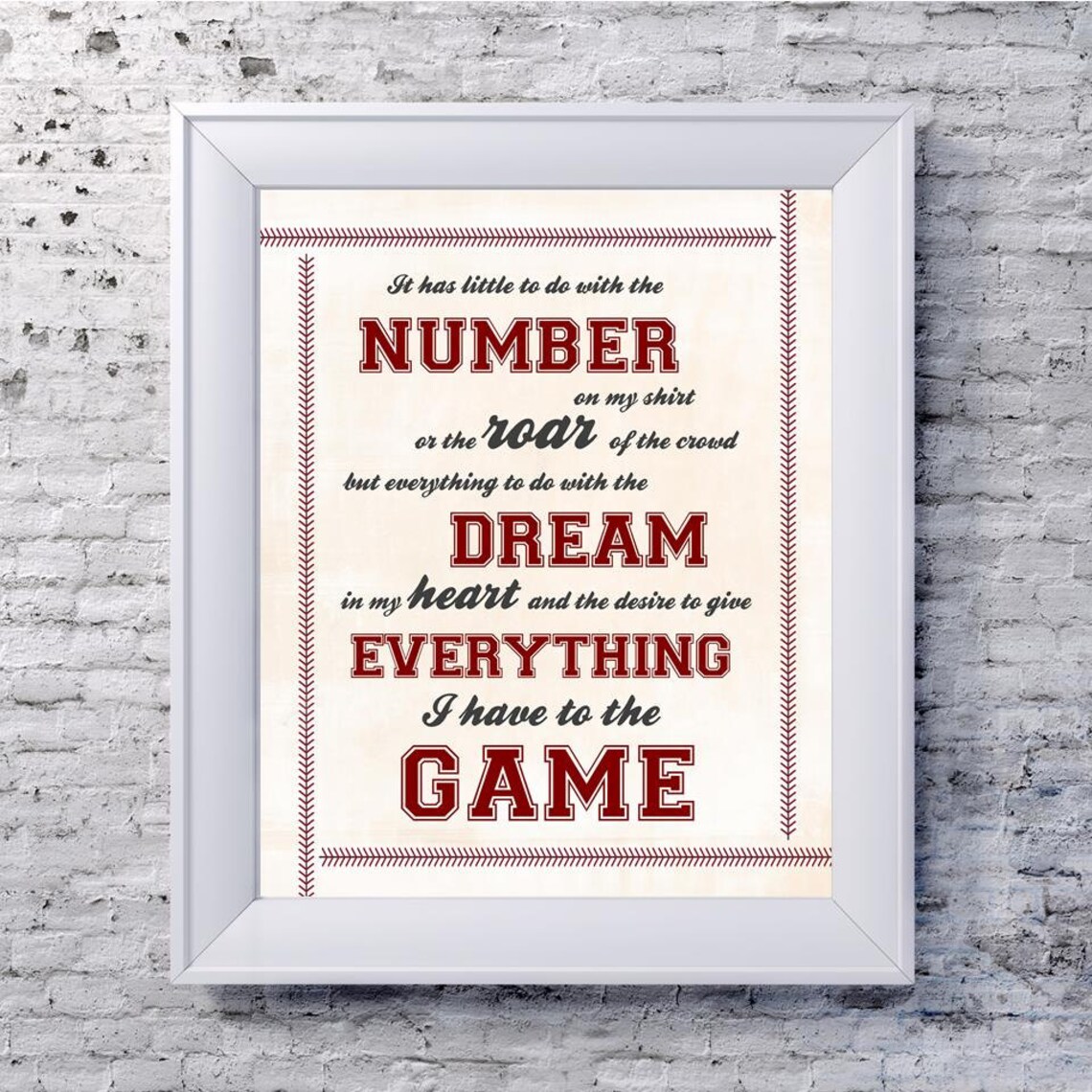 Sports Quote Wall Art Baseball Quote Poster Man Cave Decor Etsy