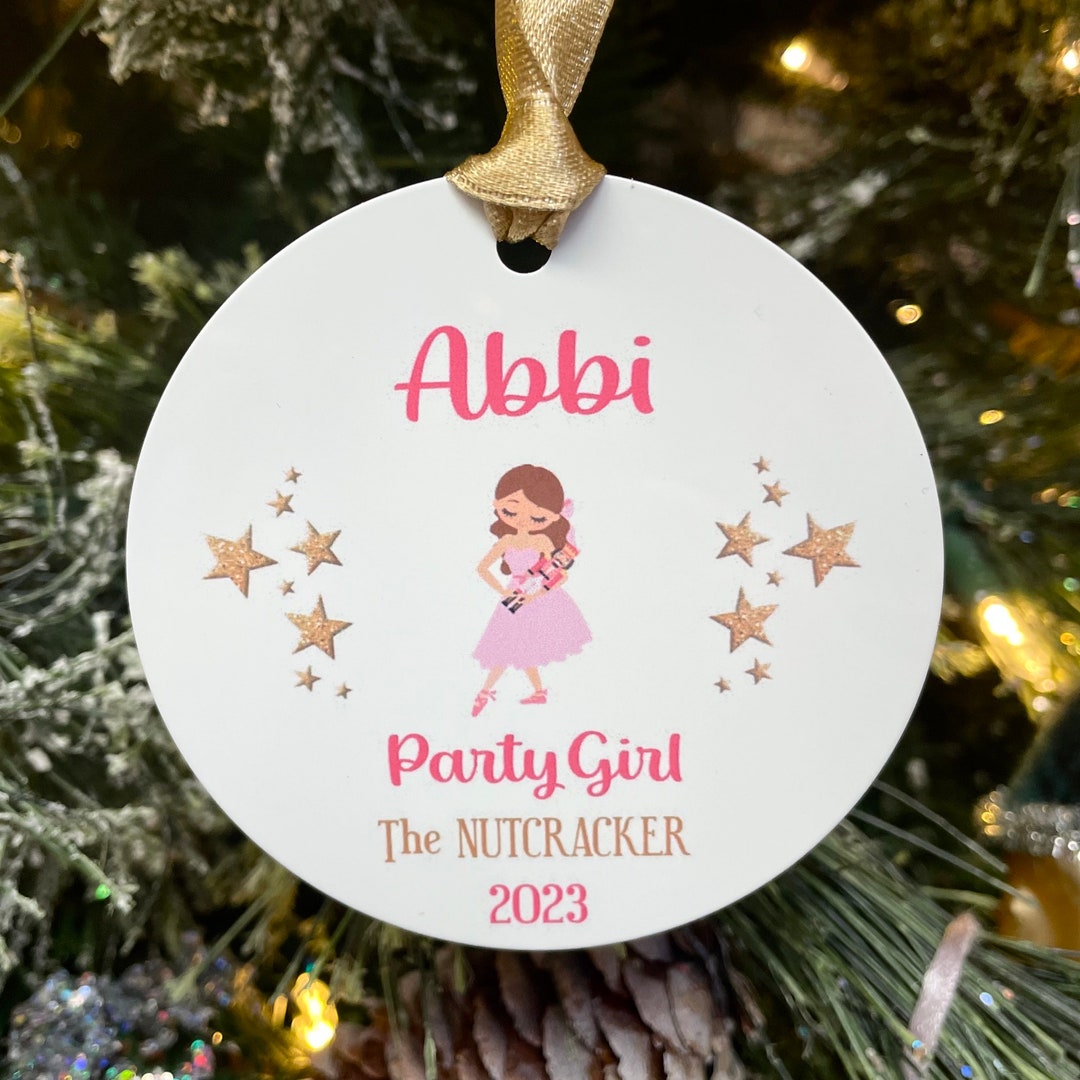 Nutcracker Party Girl Ornament Personalized Clara's Guest Ornament With