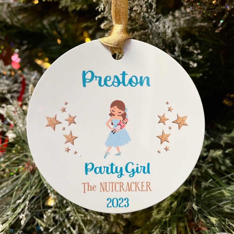 Nutcracker Party Girl Ornament Personalized Clara's Guest Ornament With
