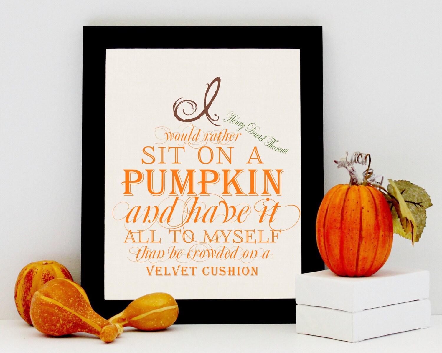 Fall Decoration Print Autumn Home Decor Thoreau Quote Pumpkin Word Art