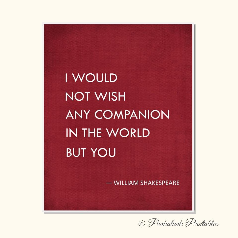 Shakespeare Quote Printable Romantic Quote Shakesperean Etsy
