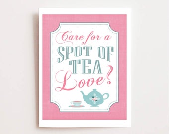 Spot of Tea Mother's Day Printable - Teapot Sign - Printable Kitchen Art - Gift for Mom - Gift for Grandma - Tea Shop Decoration - Tea Party