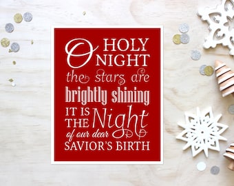 O Holy Night Christmas Printable - Printable Christmas Decor - Instant Download