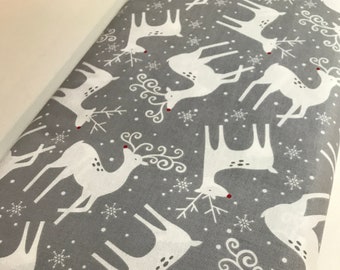 Christmas Holiday Fabric - Reindeer In Color 919 Grey - by the 1/4 Yd and Yardage