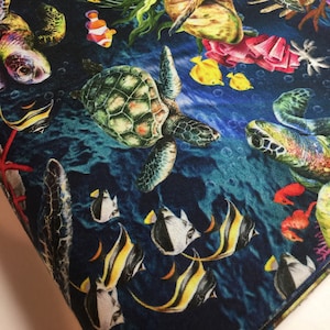 Sea Turtle Fabric - Sea Turtles - The Reef -TURTLES in Dark Blue by Oasis - Beach OA593821 -100% Quality Cotton - 1/4 Yard and Yardage